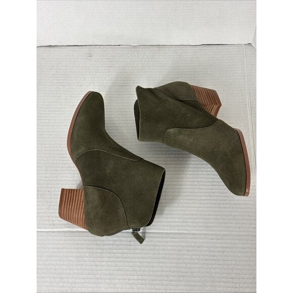 Violet & Red Cupid Bootie Boot Women's 7.5M Olive Suede Leather NWOB 9325 - Picture 8 of 13